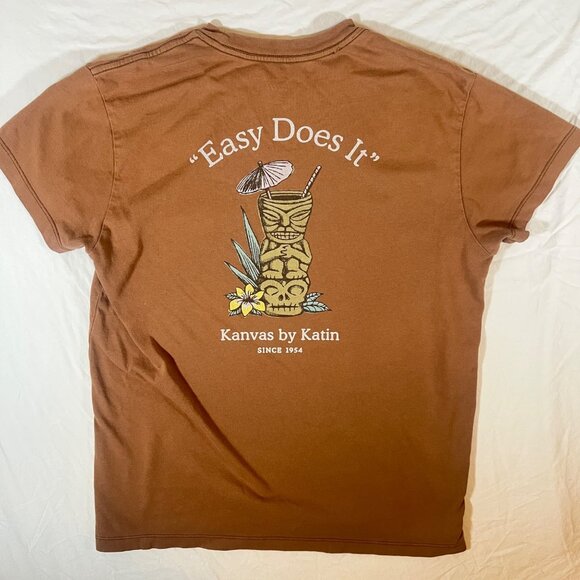 Katin By Kanvas "Easy Does It" Womens T-Shirt SZ S Brown 100% Organic Cotton - Picture 2 of 9